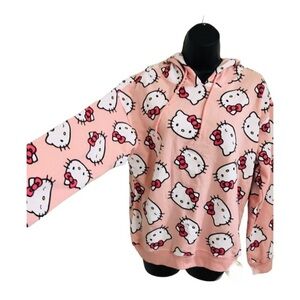 Hello Kitty pink hello‎ kitty all over logo cozy hoodie size medium brand new